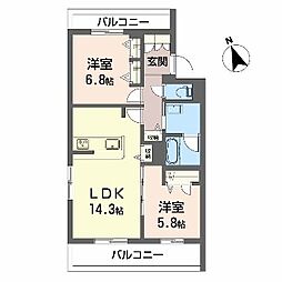 Seaside House 2LDKの間取図画像