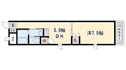 メゾンソレイユ 1DKの間取図画像