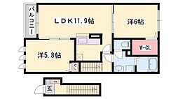 ポパイ 2LDKの間取図画像