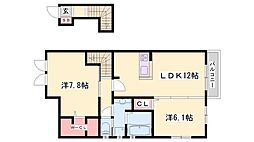 ローヤルヴィラ勝原 2LDKの間取図画像