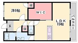 ヌーベルバーグ・イヌイ 1LDKの間取図画像