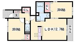 フェリーチェ 2LDKの間取図画像