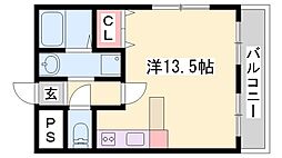 グランドール姫路 ワンルームの間取図画像