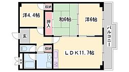 サンシャイン山下B棟 3LDKの間取図画像