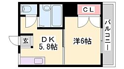 ヒューマンハイツ 1DKの間取図画像