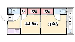 大崎荘 2DKの間取図画像