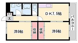 イーストI&D 2DKの間取図画像