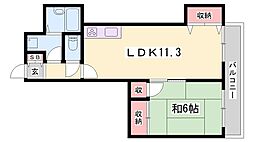 イーストアヴェニュー 1LDKの間取図画像