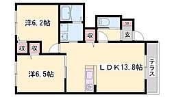 シャーメゾンひまわりA 2LDKの間取図画像