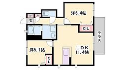シャーメゾン浜の宮A棟 2LDKの間取図画像