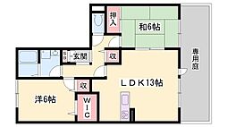 ライブタウンシカマ阿成B 2LDKの間取図画像