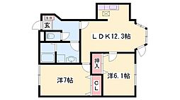 アメニティハウスB 2LDKの間取図画像