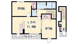 ソレアード3 2LDKの間取図画像
