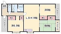 メゾンやすむろ2棟 3LDKの間取図画像