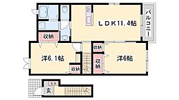 ハマナス2 2LDKの間取図画像