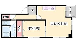 グランヴェール南車崎 1LDKの間取図画像
