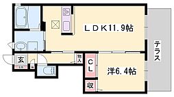 シャーメゾン八幡 1LDKの間取図画像