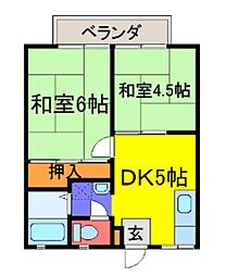 六麓荘 2DKの間取図画像