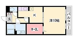 グランソレイユ 1Kの間取図画像