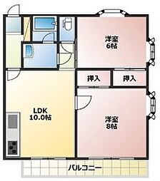 カーサアセーボ 2LDKの間取図画像