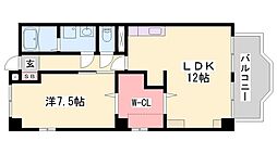 城乾ハイツ 1LDKの間取図画像