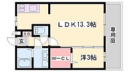 プラシード 1LDKの間取図画像