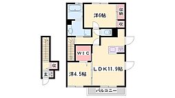 Villa正門通B 2LDKの間取図画像