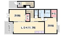 ノイ・フリーデB 2LDKの間取図画像