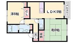 グランディール 2LDKの間取図画像