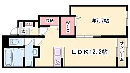 サンセールVIII A 1LDKの間取図画像