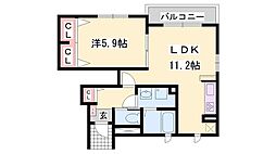 マンウンドフラウA棟 1LDKの間取図画像