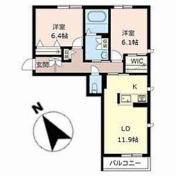 シャーメゾンフェリーチェ 2LDKの間取図画像