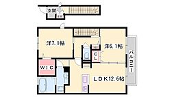 リジエールアン 2LDKの間取図画像