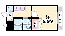 セントラルコート1 1Kの間取図画像