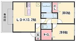 グランレーヴ壱番館 2LDKの間取図画像