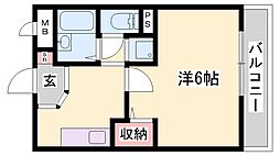 ハビテーション今宿 1Kの間取図画像