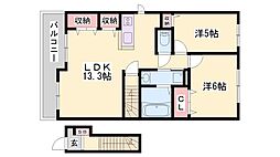 ターク・ヴィレッジA 2LDKの間取図画像