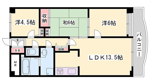 兵庫県姫路市西今宿2丁目(賃貸マンション3LDK・5階・67.50㎡)の写真 その2