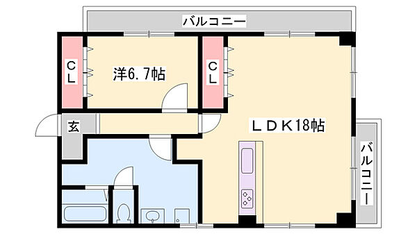 兵庫県姫路市神子岡前1丁目(賃貸マンション1LDK・4階・48.00㎡)の写真 その2