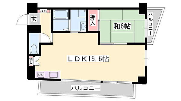 兵庫県姫路市飾磨区三宅3丁目(賃貸マンション1LDK・4階・45.36㎡)の写真 その2