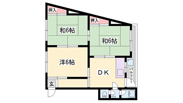兵庫県姫路市白国2丁目(賃貸マンション3DK・2階・45.70㎡)の写真 その2