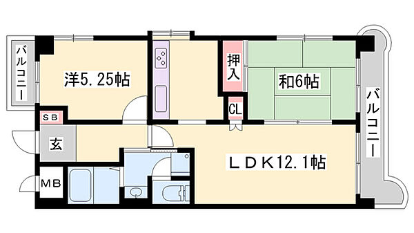 兵庫県姫路市北条梅原町(賃貸マンション2LDK・4階・52.26㎡)の写真 その2