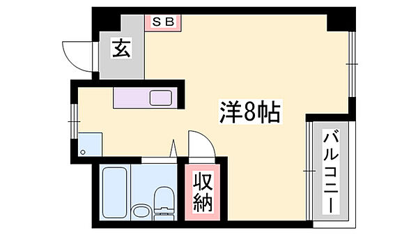 兵庫県姫路市西中島(賃貸マンション1R・6階・23.73㎡)の写真 その2