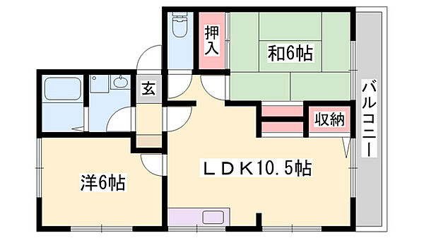 兵庫県姫路市西庄(賃貸アパート2LDK・1階・50.30㎡)の写真 その2