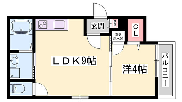 兵庫県姫路市飾磨区三宅1丁目(賃貸アパート1LDK・2階・30.63㎡)の写真 その2