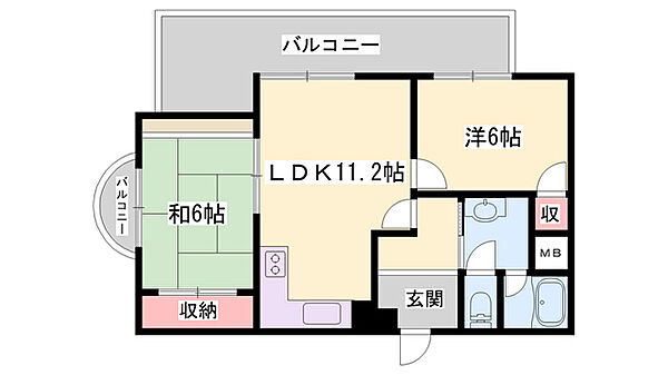 兵庫県姫路市神田町1丁目(賃貸マンション2LDK・6階・52.80㎡)の写真 その2