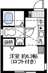 プロスぺリテ 2階ワンルームの間取り