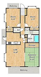 JGM日見桜丘オーシャンビュー 3LDKの間取図画像
