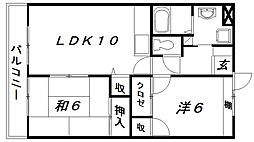 ボヌール上西3 2LDKの間取図画像