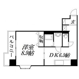 アルテッツァ紺屋町 1DKの間取図画像